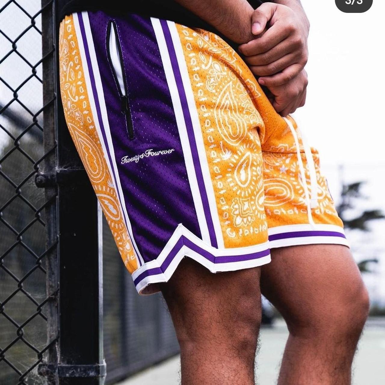 MAMBA BASKETBALL SHORTS. PURPLE / WHITE & YELLOW –