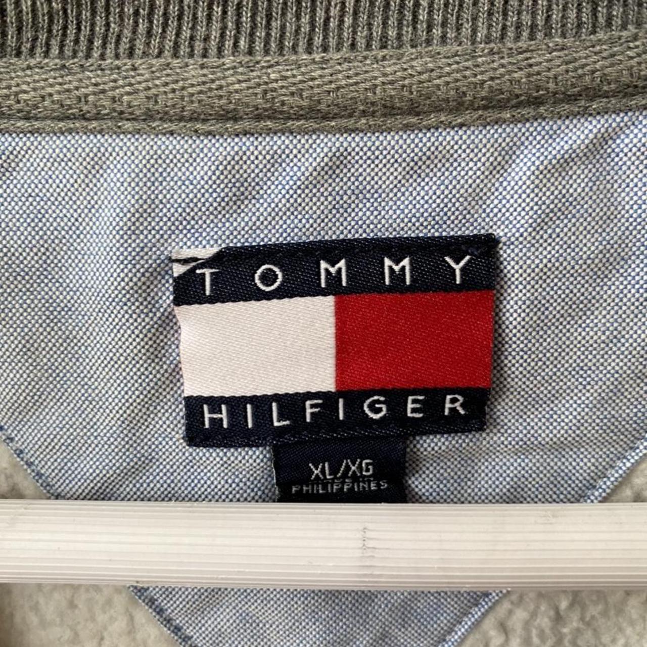 Tommy Hilfiger Jumper - Grey Embroidered logo on... - Depop