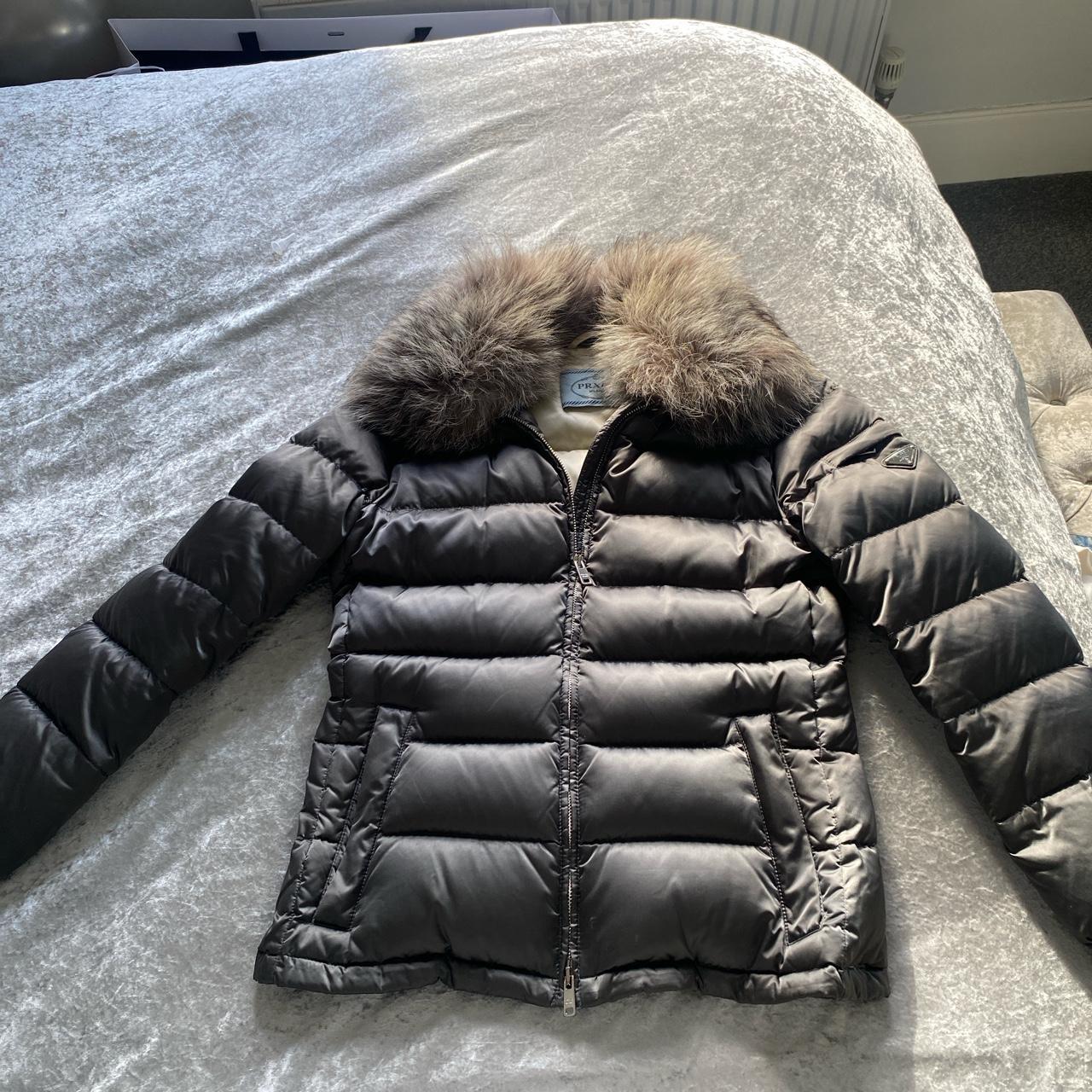 Prada nylon puffer jacket with real blue fox fur... - Depop