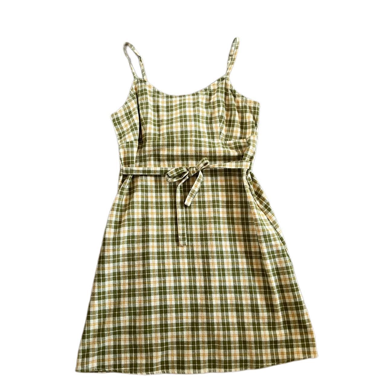 Brandy Melville Women's Green and Yellow Dress Depop