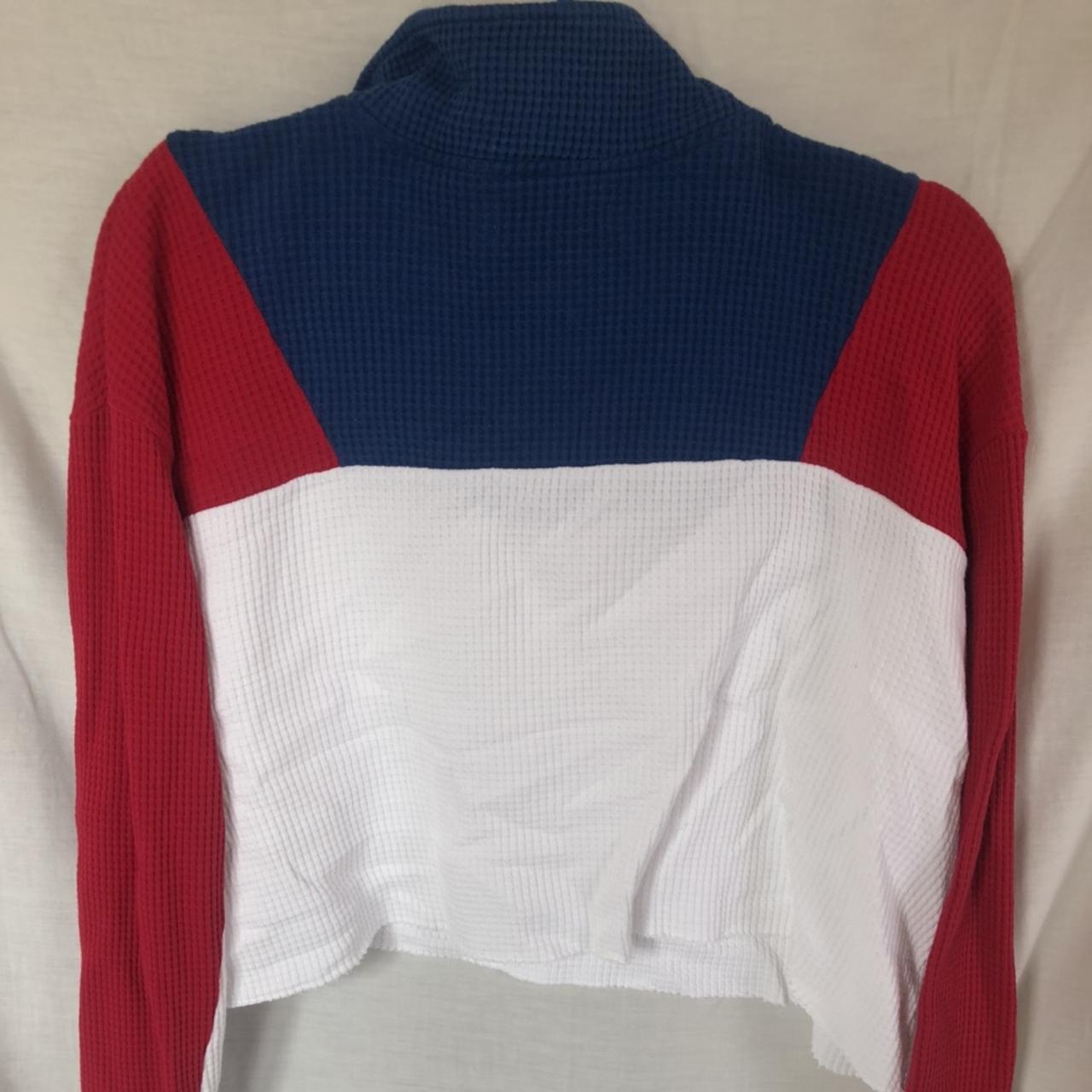 Hollister half zip tricolour crop waffle jumper.... - Depop