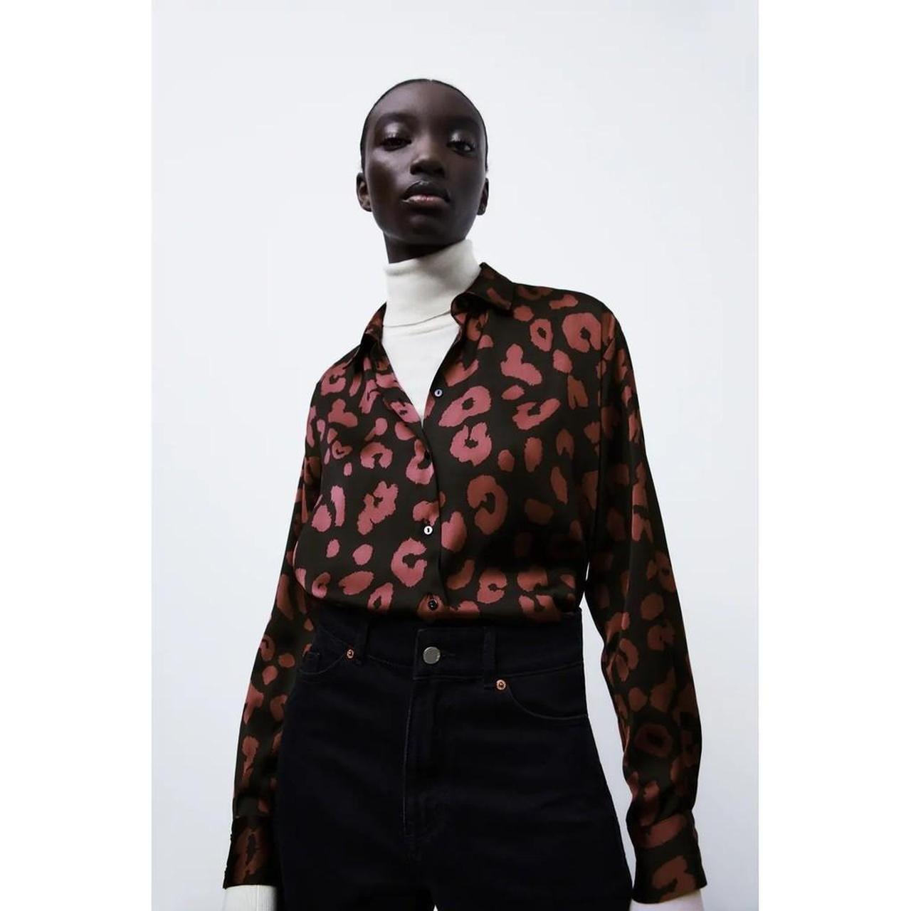 zara animal print satin shirt