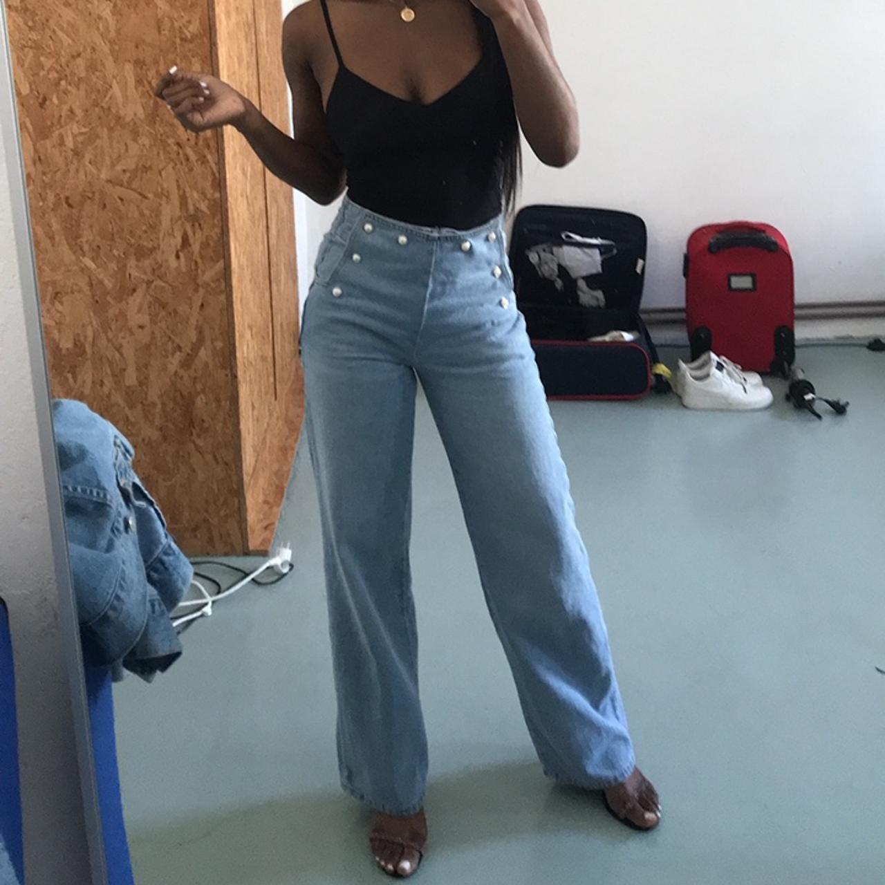 Zara high-waist, wide leg jeans in light