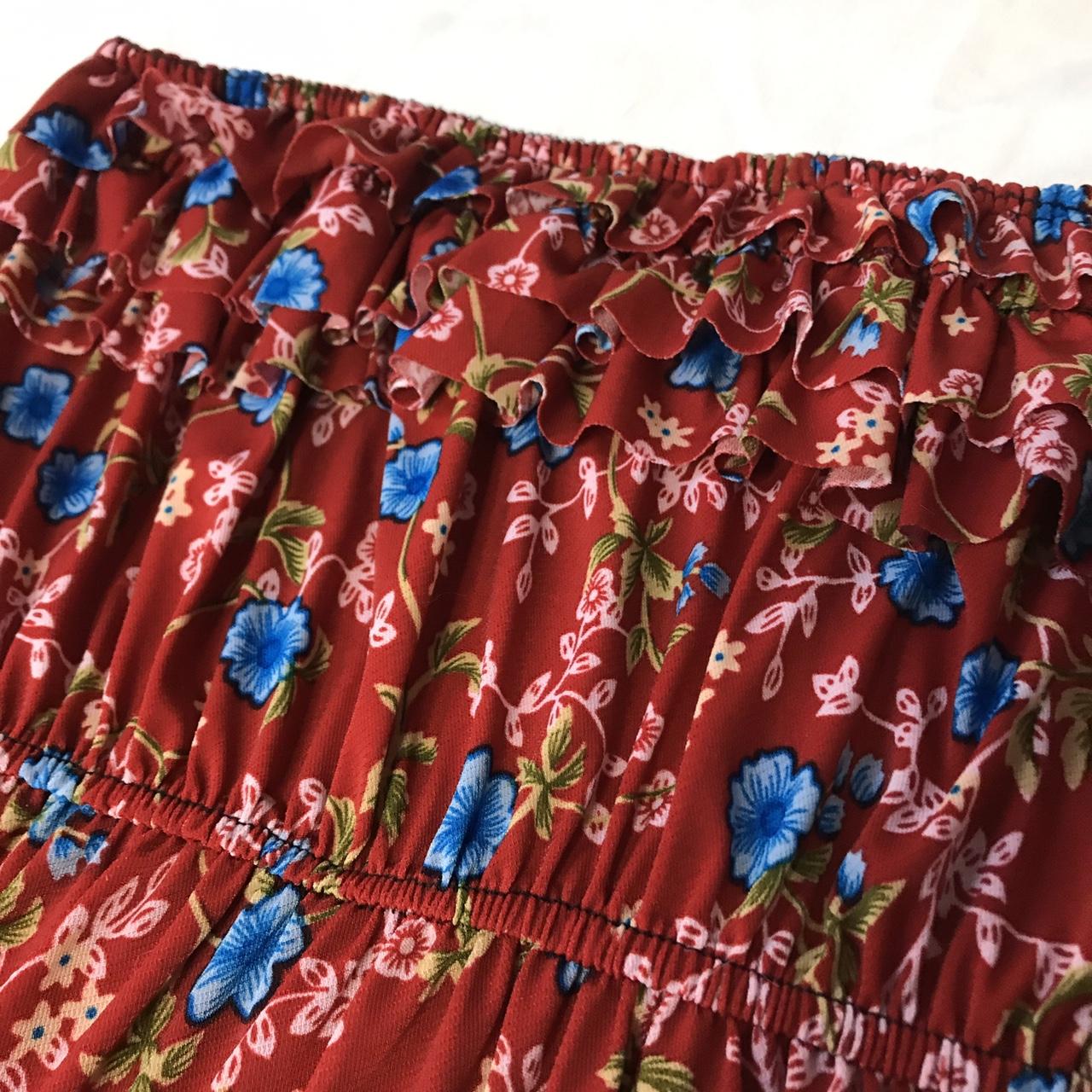 red floral sundress worn probably once - Depop