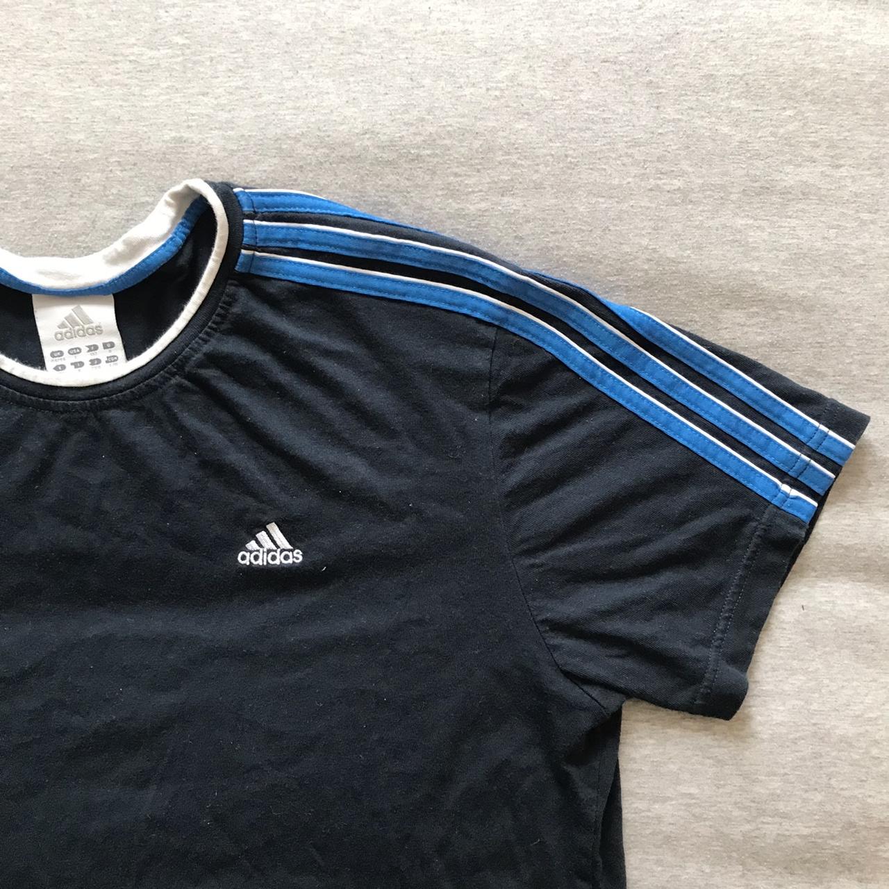 Adidas short sleeve top t shirt tee Navy with blue... - Depop