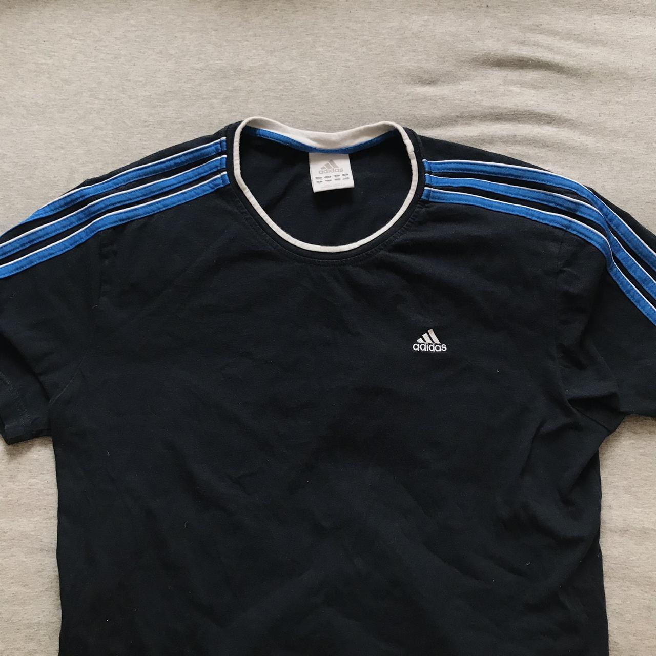 Adidas short sleeve top t shirt tee Navy with blue... - Depop