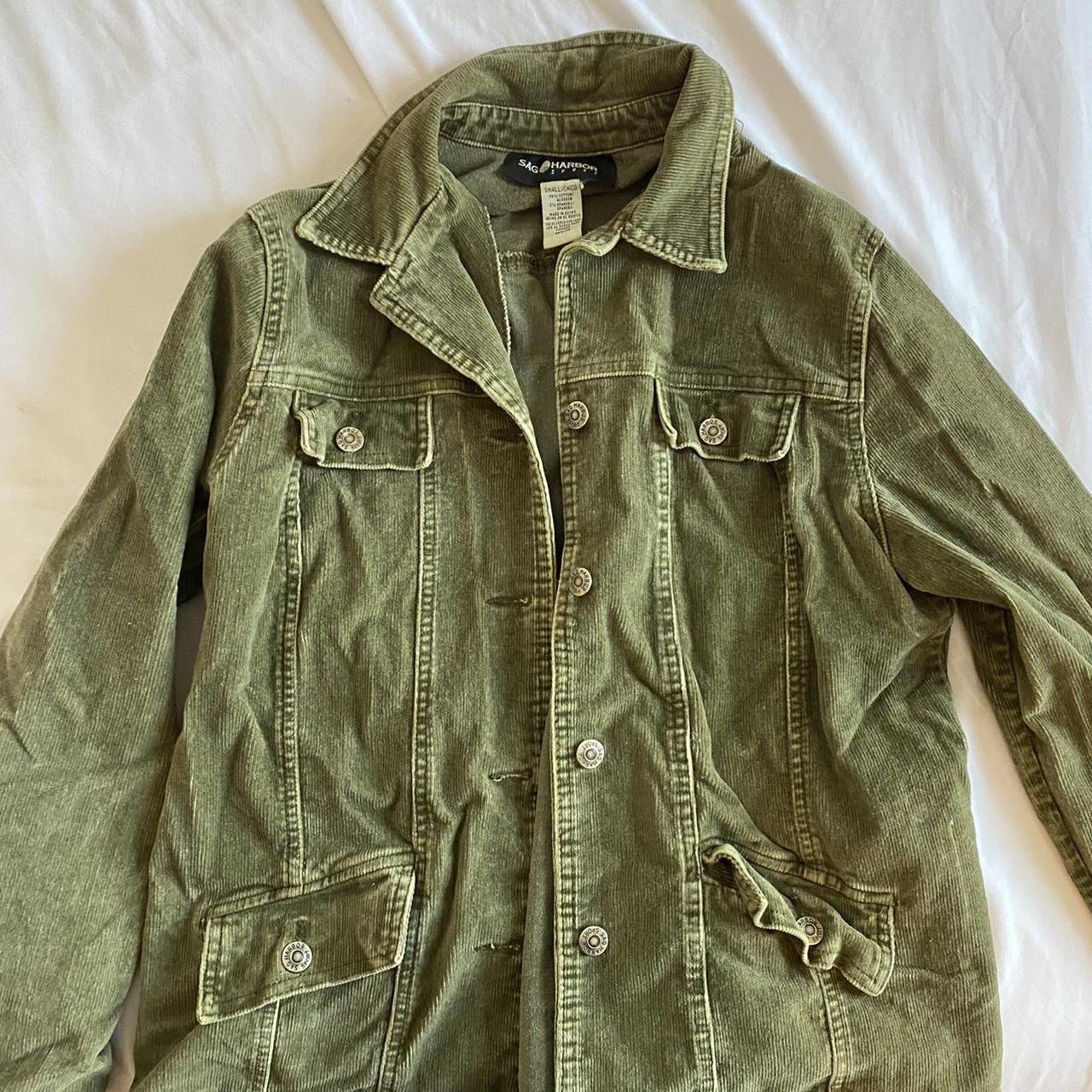 Vintage Sag Harbor green corduroy jacket... - Depop