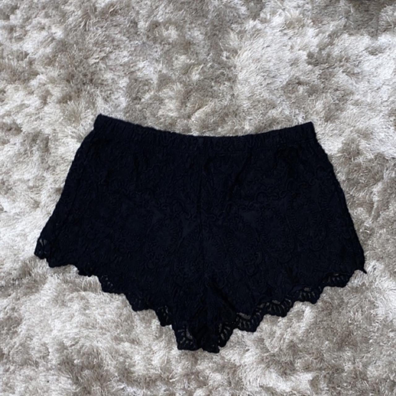 H&M black crochet hot pants shorts fits 6-10 - Depop