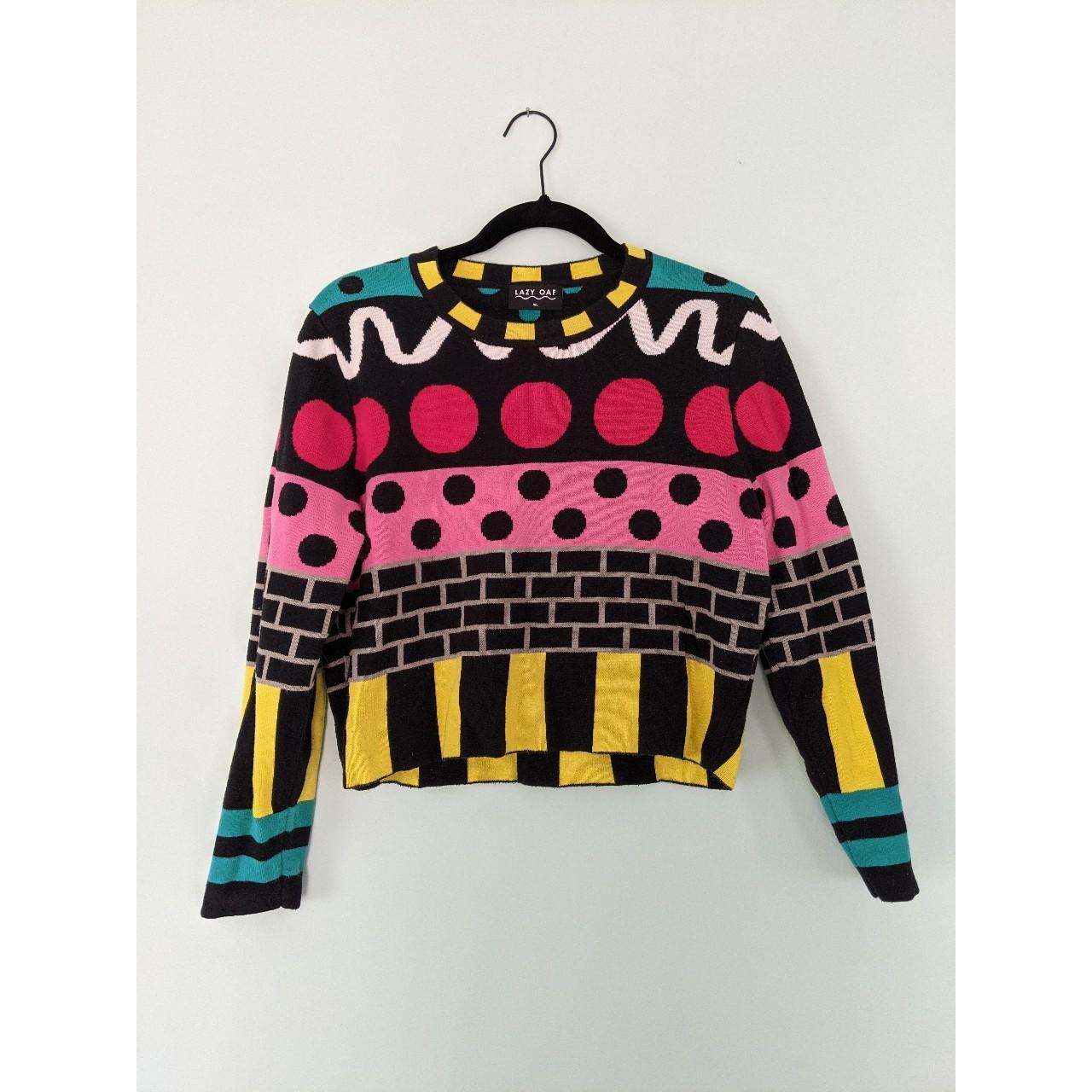 LAZY OAF multi colored / patterned cropped jumper... - Depop