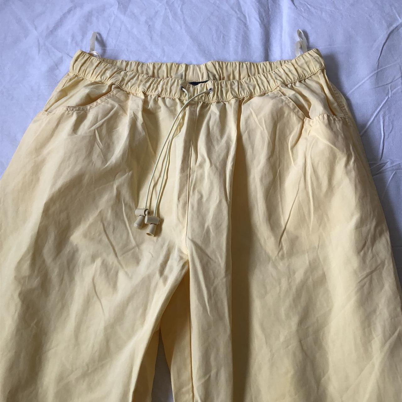 cutest real vintage 90s parachute yellow pants M -... - Depop