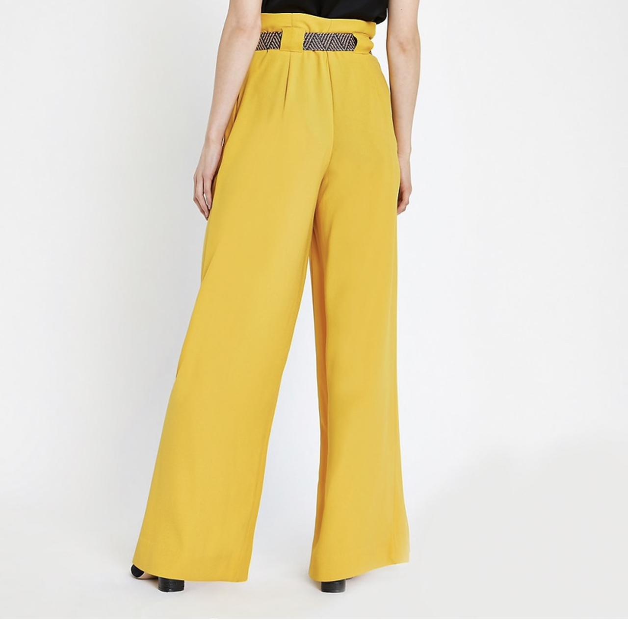 UO Yellow Satin Paperbag Pull-on Trousers | Urban Outfitters UK