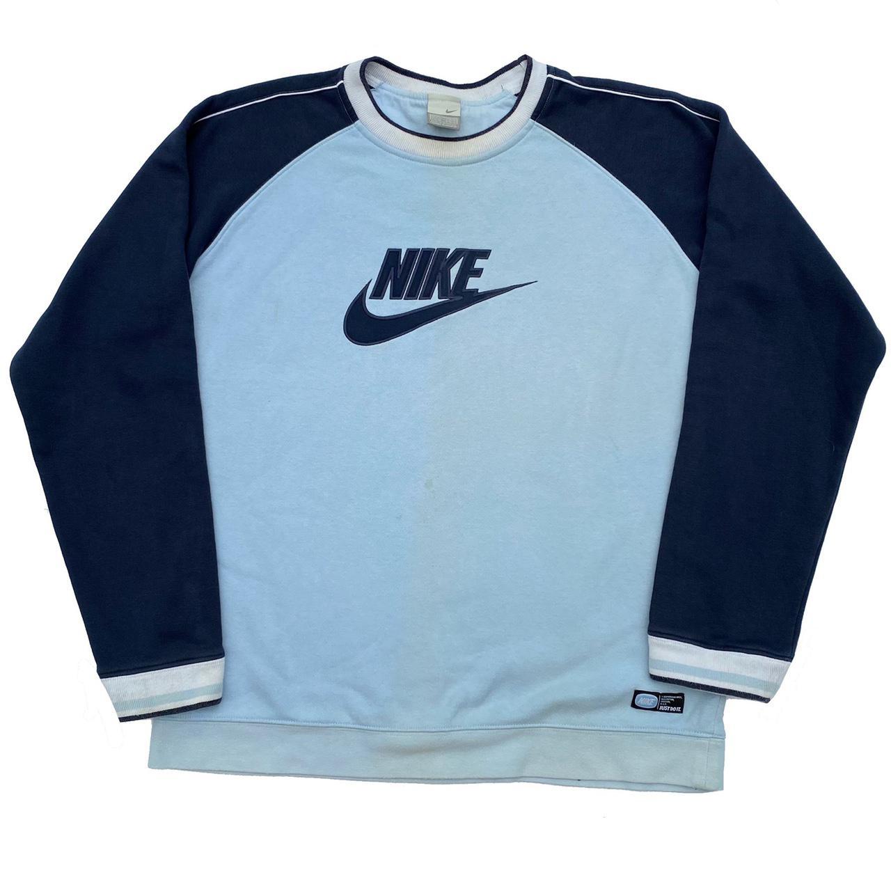 Rare Nike 00s Baby blue Sweatshirt with embroidered... - Depop