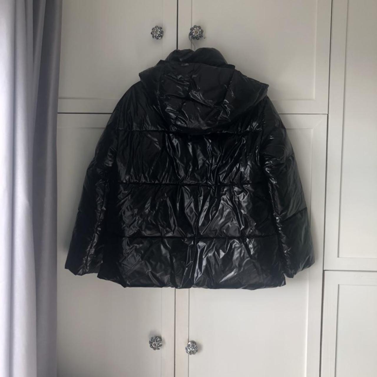 Zara patent wet look puffer