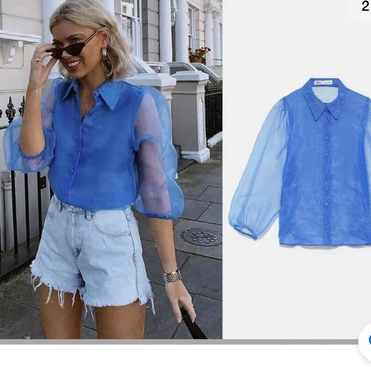 zara blue organza top