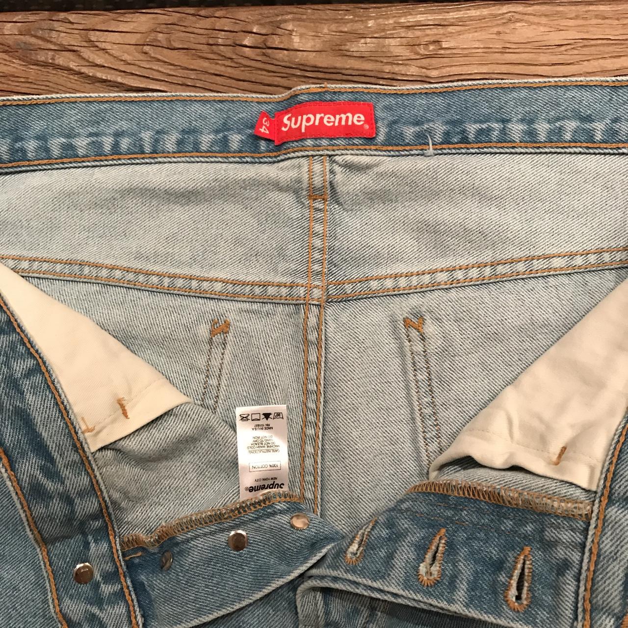 CRAZY SUPREME DOUBLE KNEE JORTS LIGHT WASH - Depop