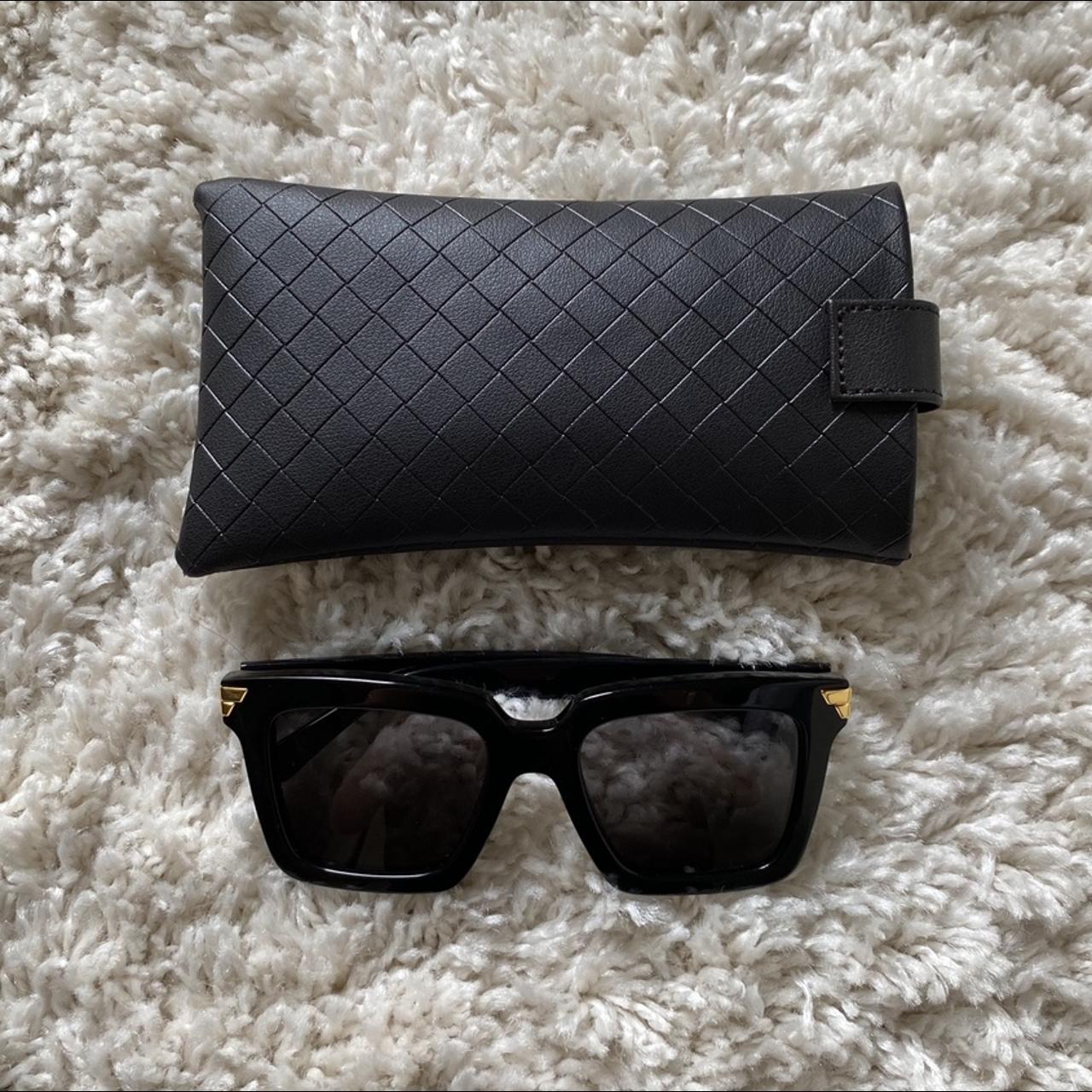 Bottega Veneta Black Square Frame Sunglasses. - Depop