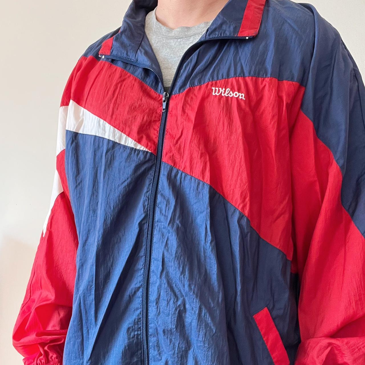 Rich Yung Tennis Reversible Nylon Windbreaker Jacket-Red Blue-Men's Size XL