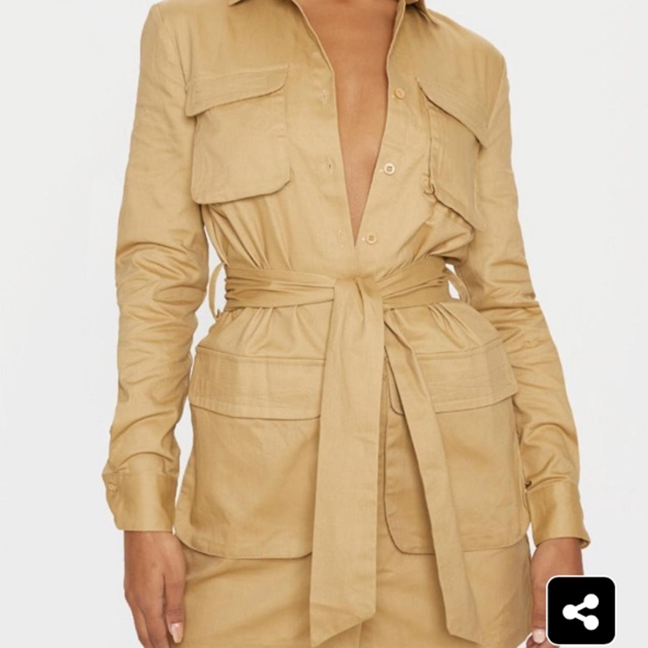 Camel utility tie shop waist shirt dress