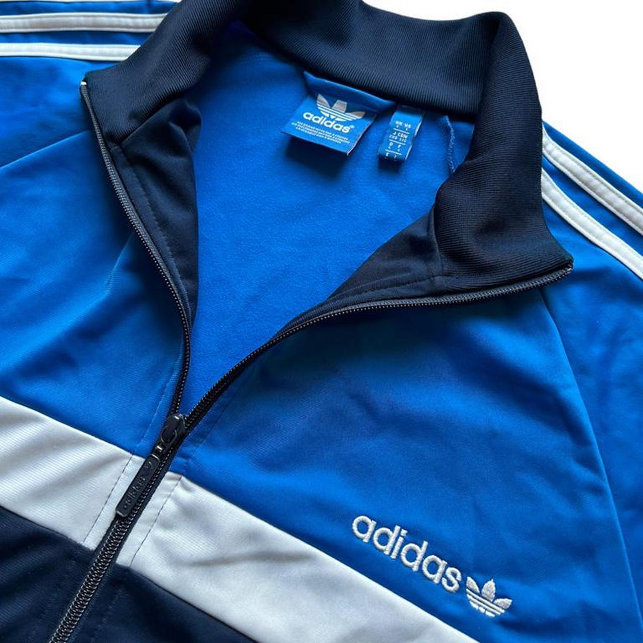 Adidas Navy Blue Striped Tracksuit Jacket. Good... - Depop