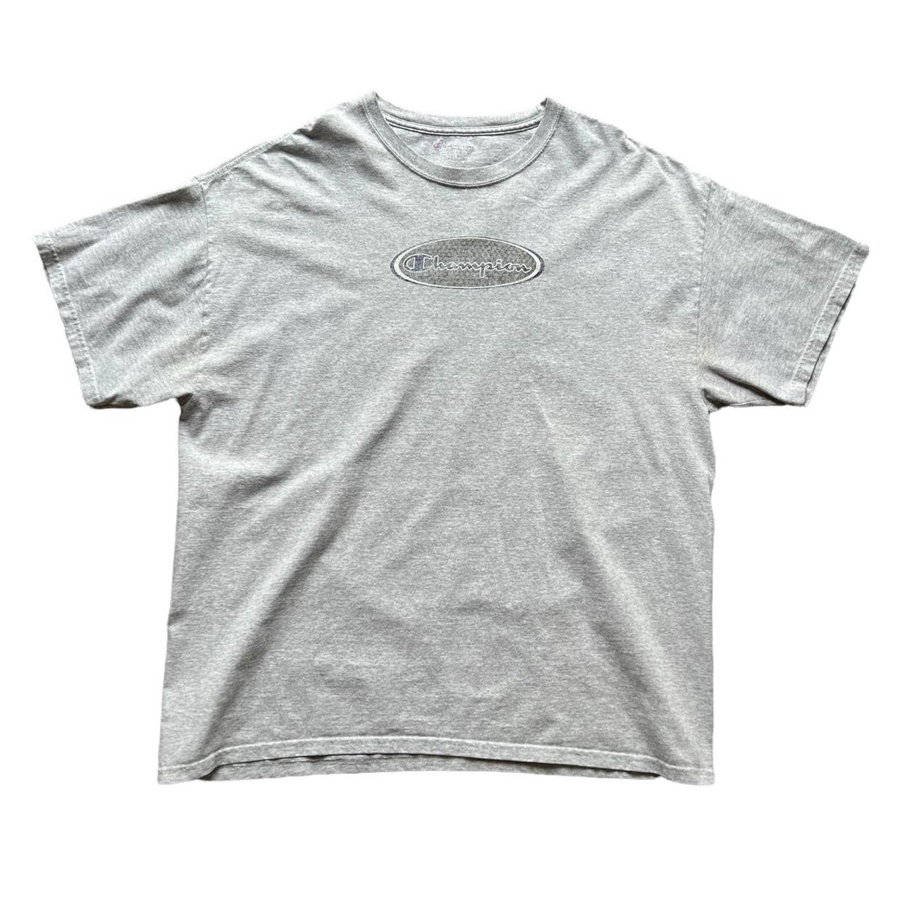 Champion Light Grey Spellout T-Shirt. Good... - Depop
