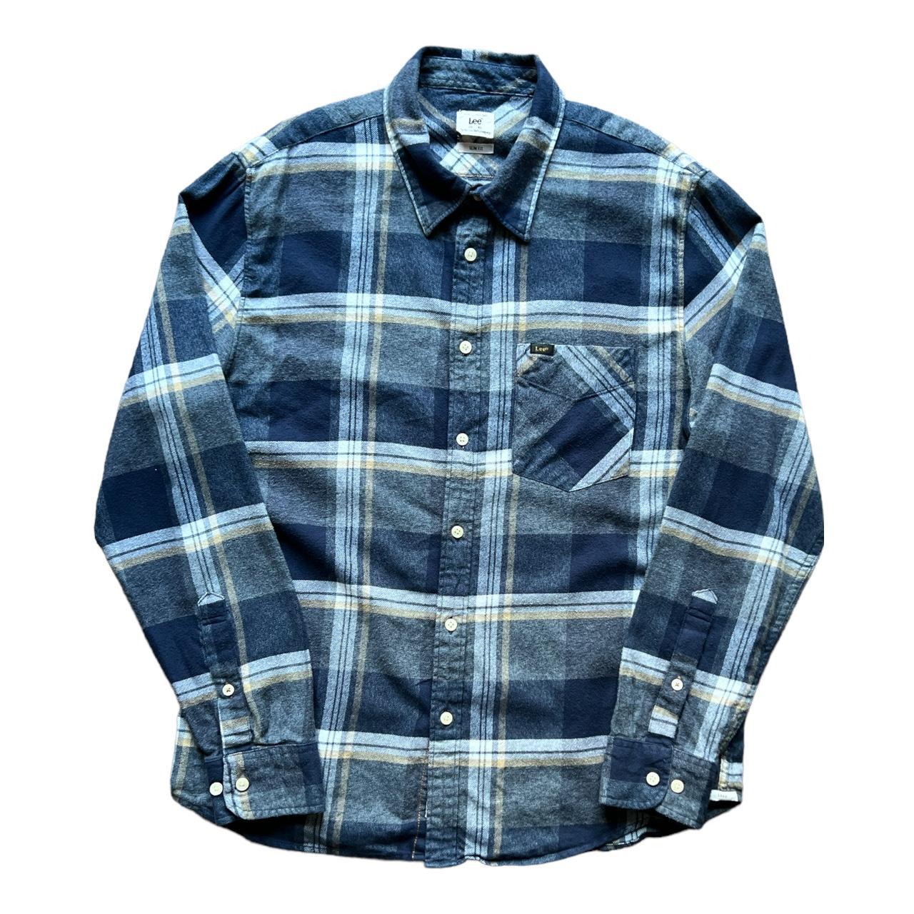 Lee Blue Plaid Checkered Long Sleeve Shirt. Good... - Depop