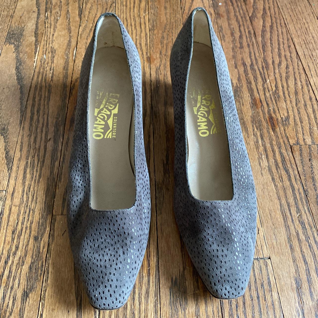 Salvatore Ferragamo Vintage Grey Kitten Heels my... - Depop