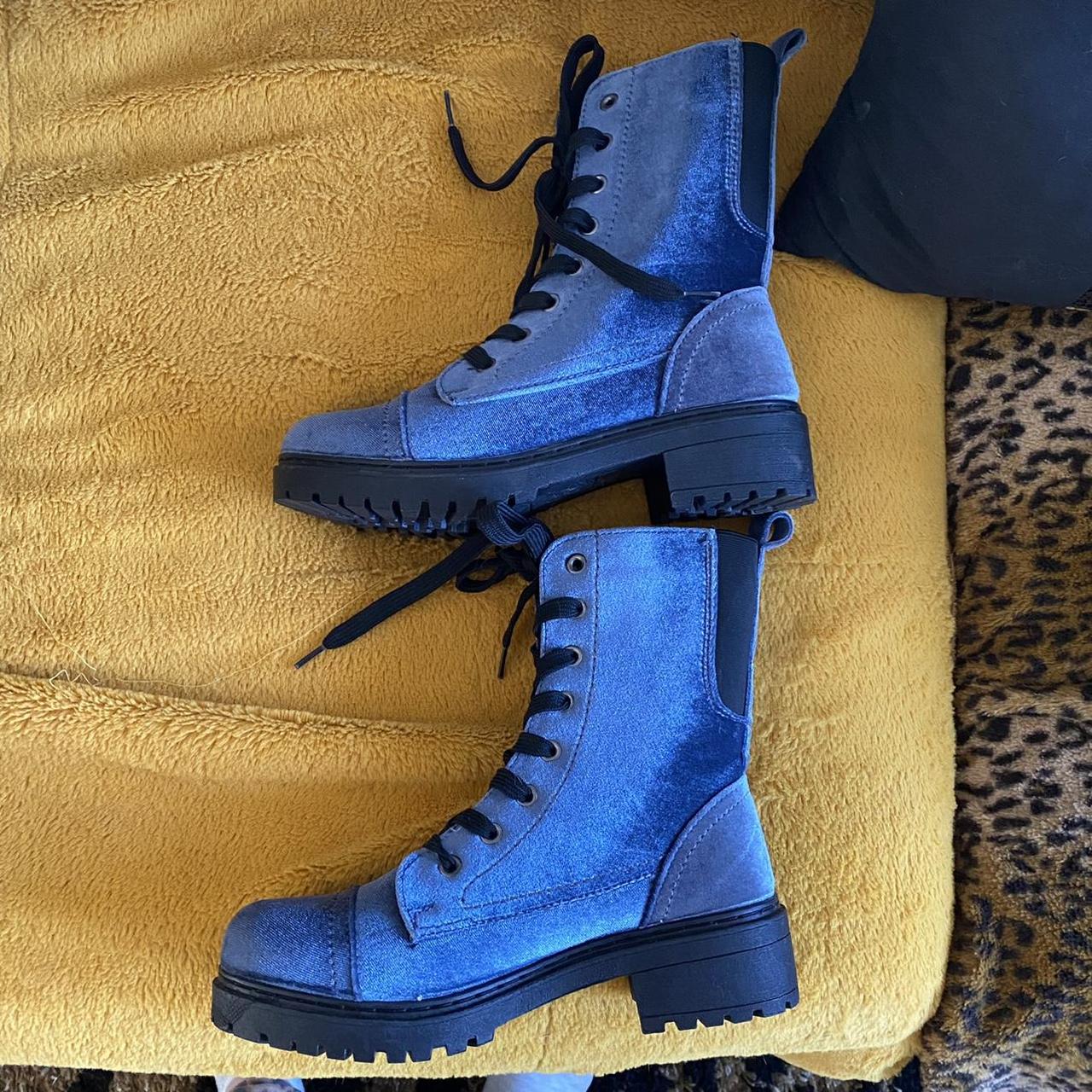 Blue velvet combat sales boots