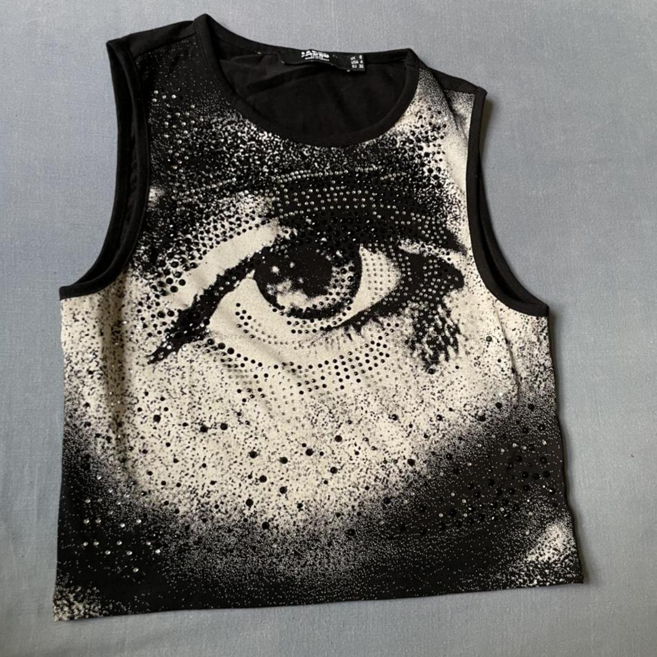 JADED LDN RIGHTSTONE EYE VEST BLACK AND WHITE SIZE 8... Depop