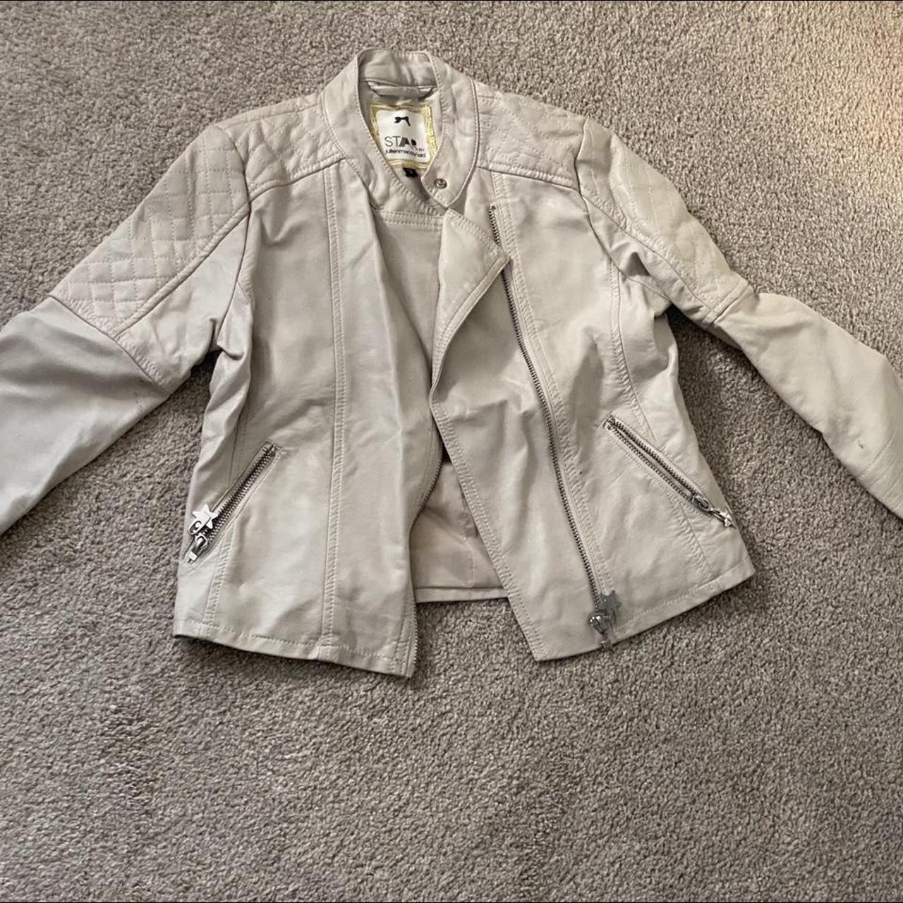 Beige biker jacket by star julien macdonald Age... - Depop