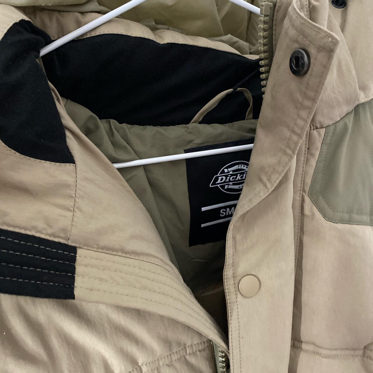 beige khaki dickies puffer jacket men’s small seen... - Depop