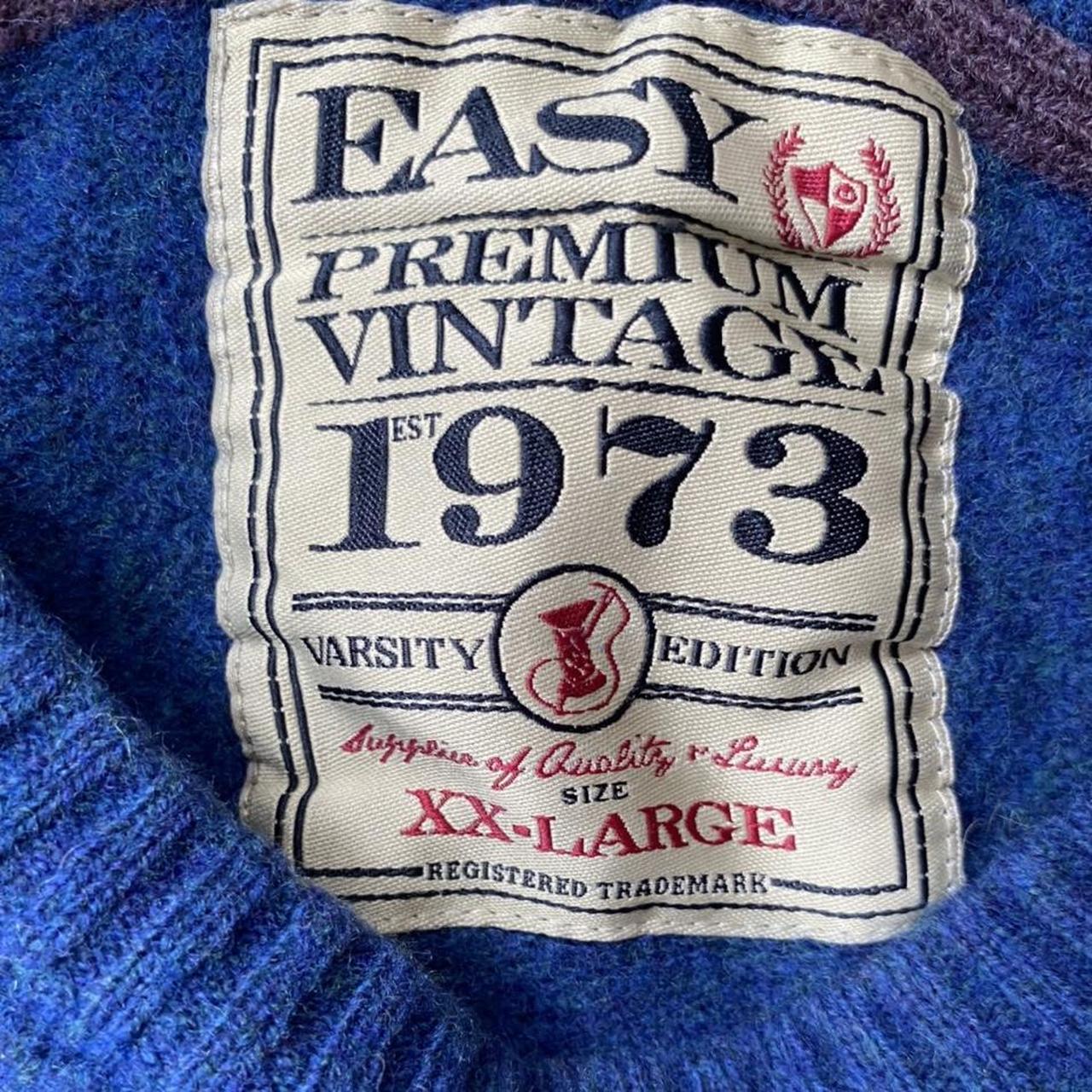 Vintage blue woollen jumper. Shrunk in wash so even... Depop