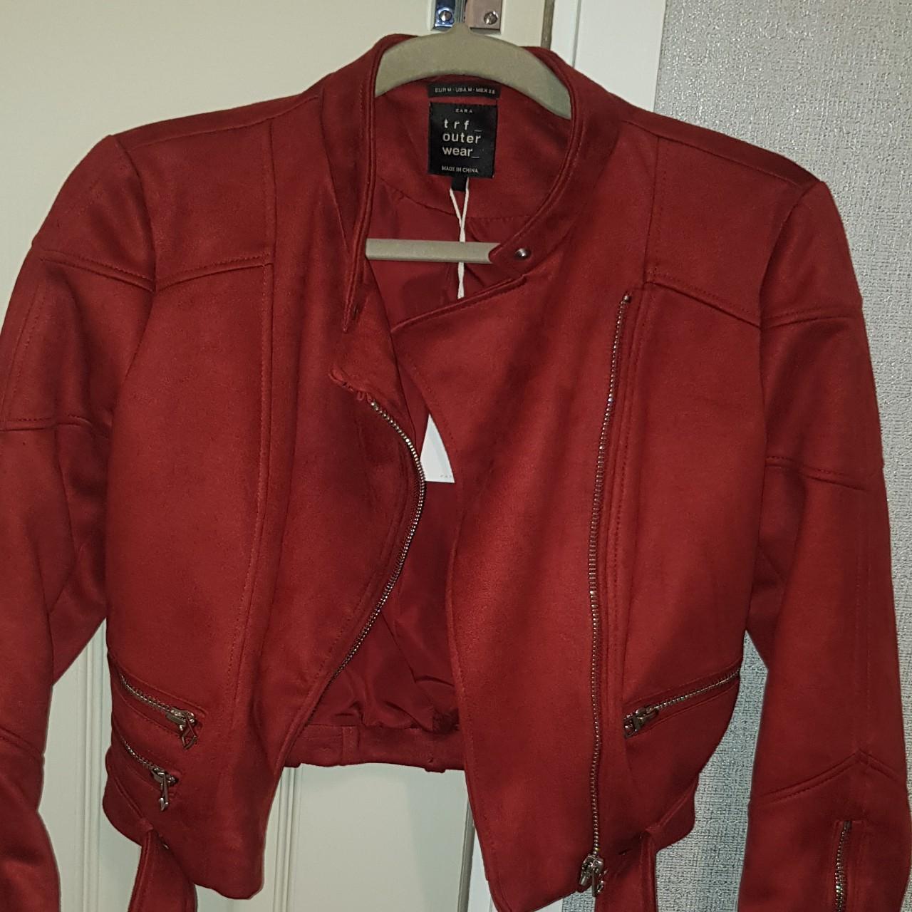 Suede biker jacket on sale red