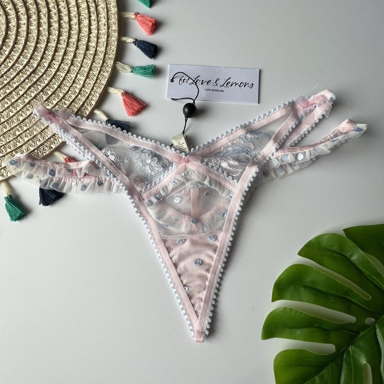 For Love And Lemons Cherry Embroidery Thong Panty XS - Depop