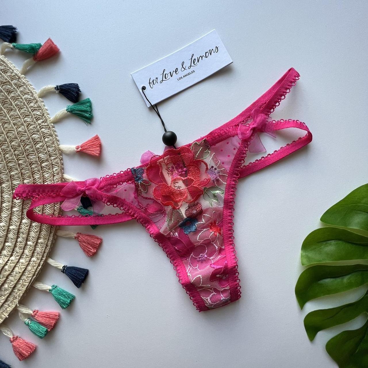 For Love And Lemons Luella Thong Panty Pink Large... - Depop