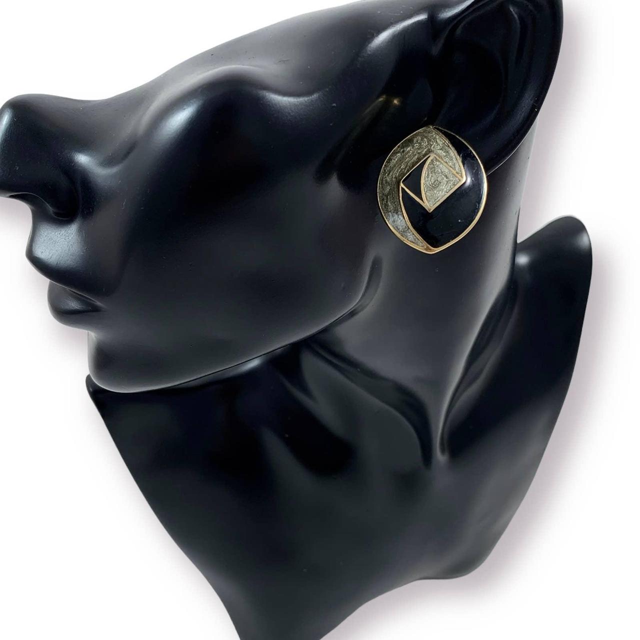Vintage Women's Earrings - Black/Gold – Vintage 1… - image 4