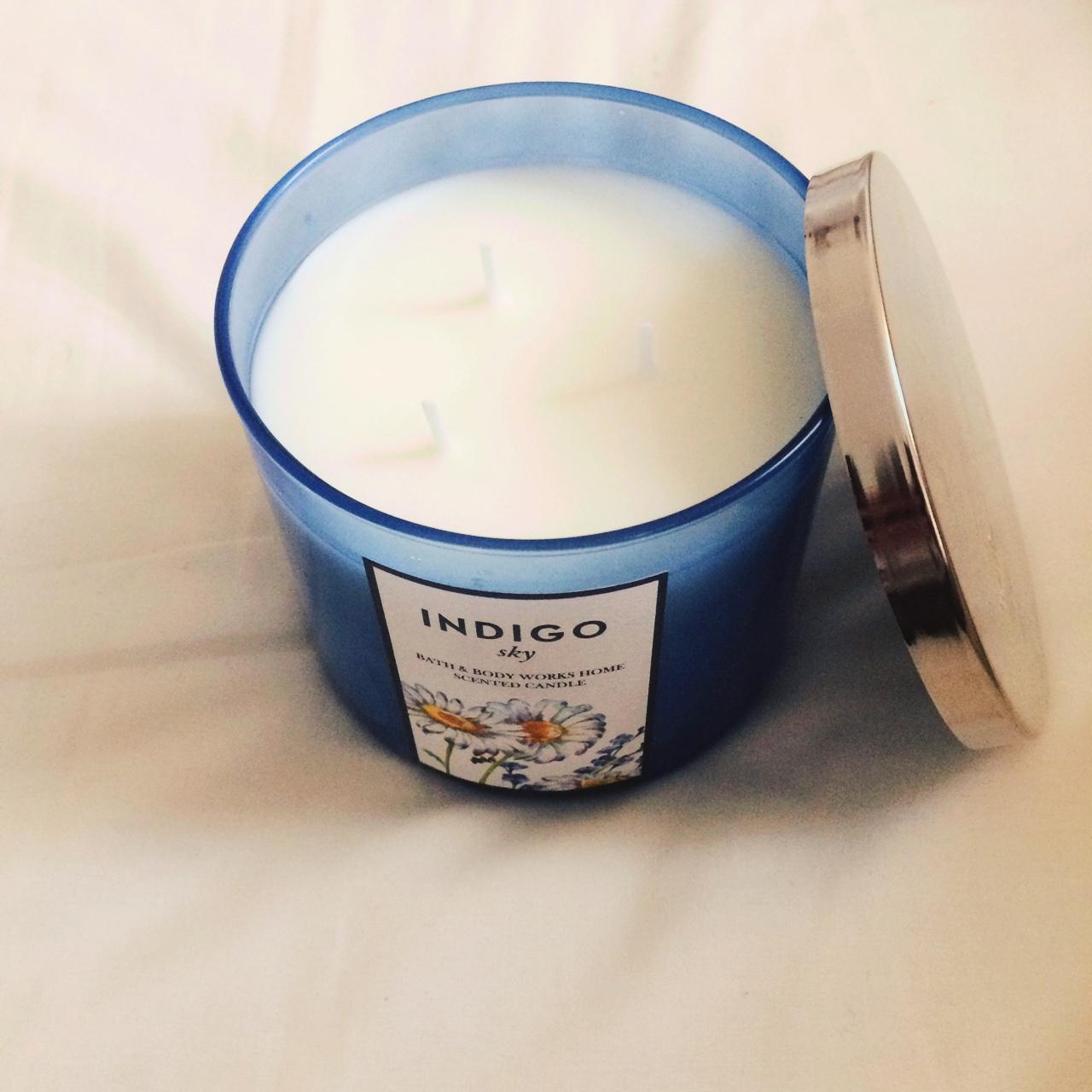 Bath Body Works Home INDIGO SKY 3-wick Candle, Blue, 14.5 oz., NEW