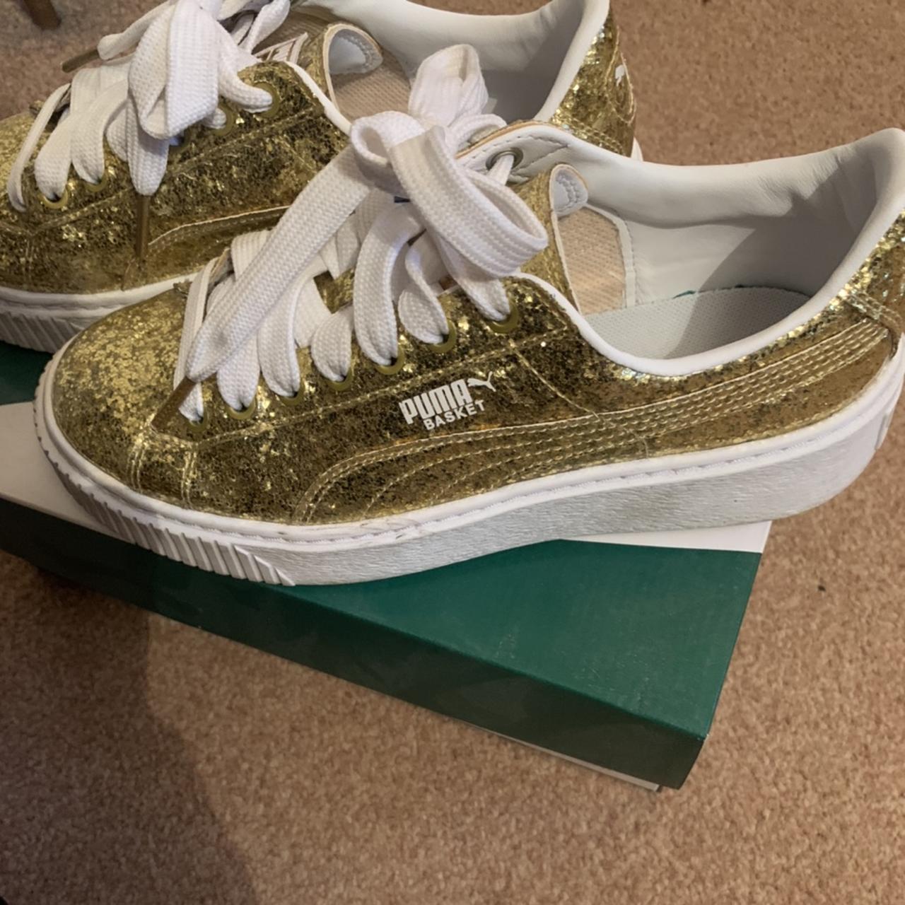 Puma basket gold glitter hotsell