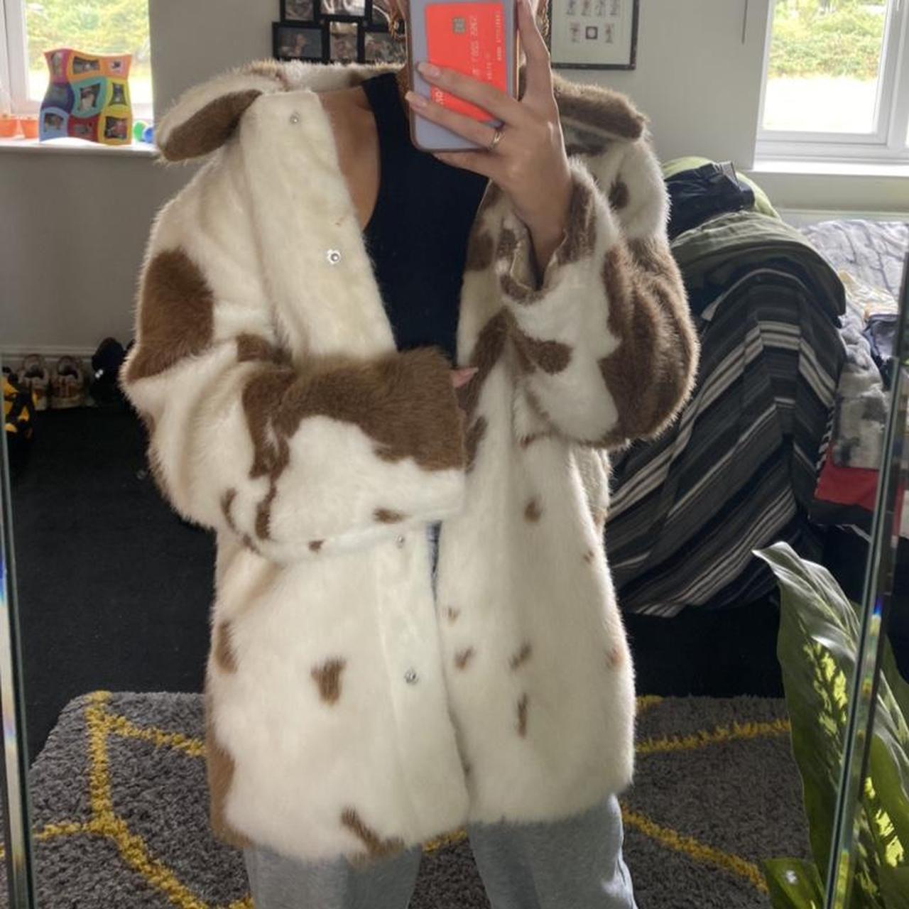 H&m cow outlet print coat