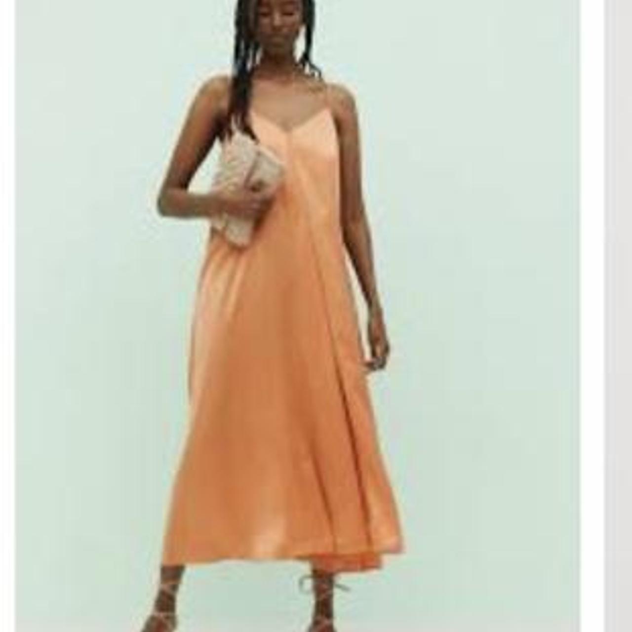 orange satin dress h&m