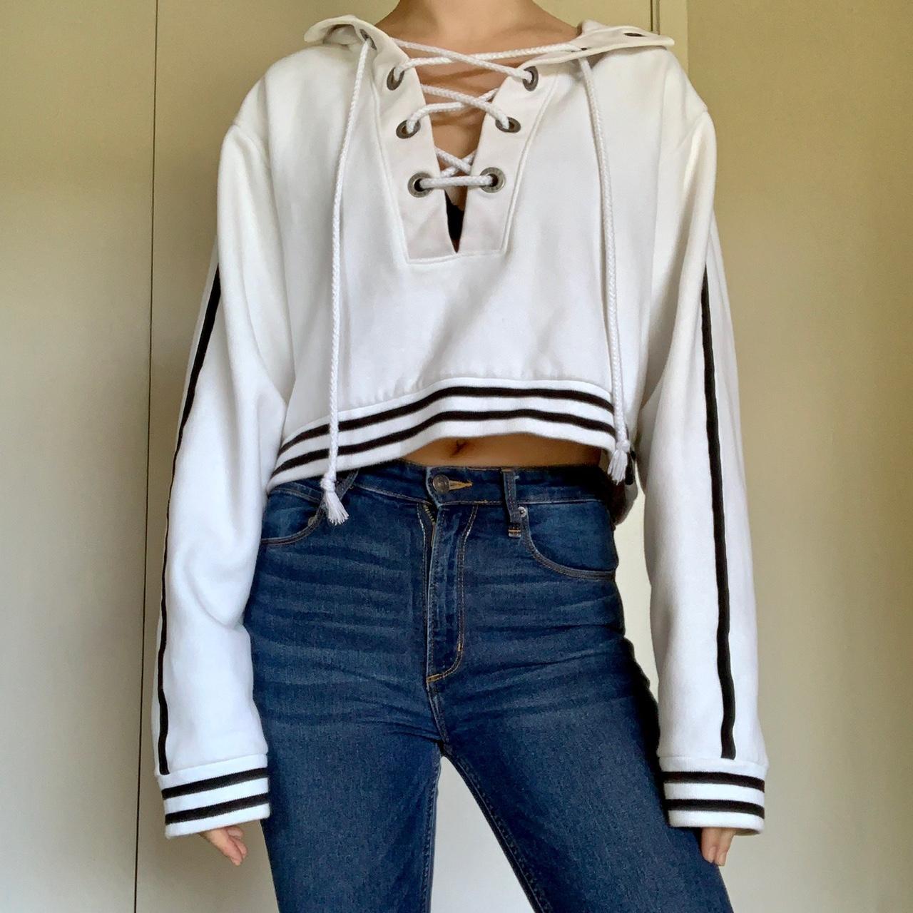 Cropped Lace Fenty Puma Lace Up Hoodie Rihanna Fenty X Puma White