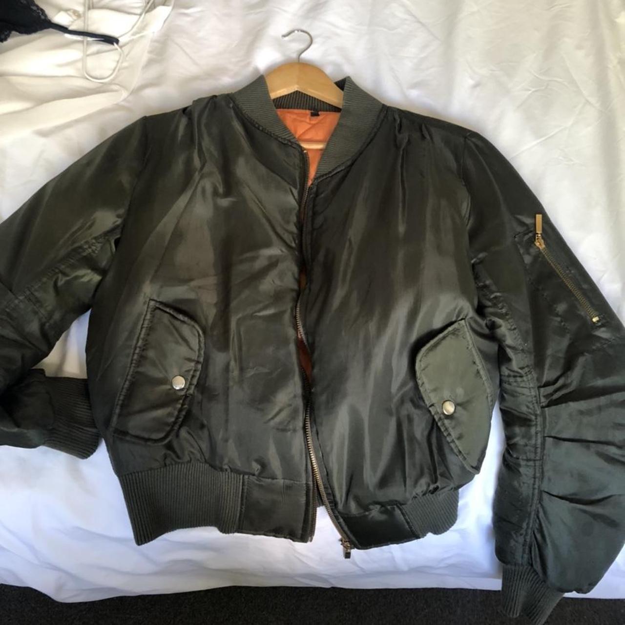 Pretty Little Thing Khaki/Green Bomber Jacket - size... - Depop