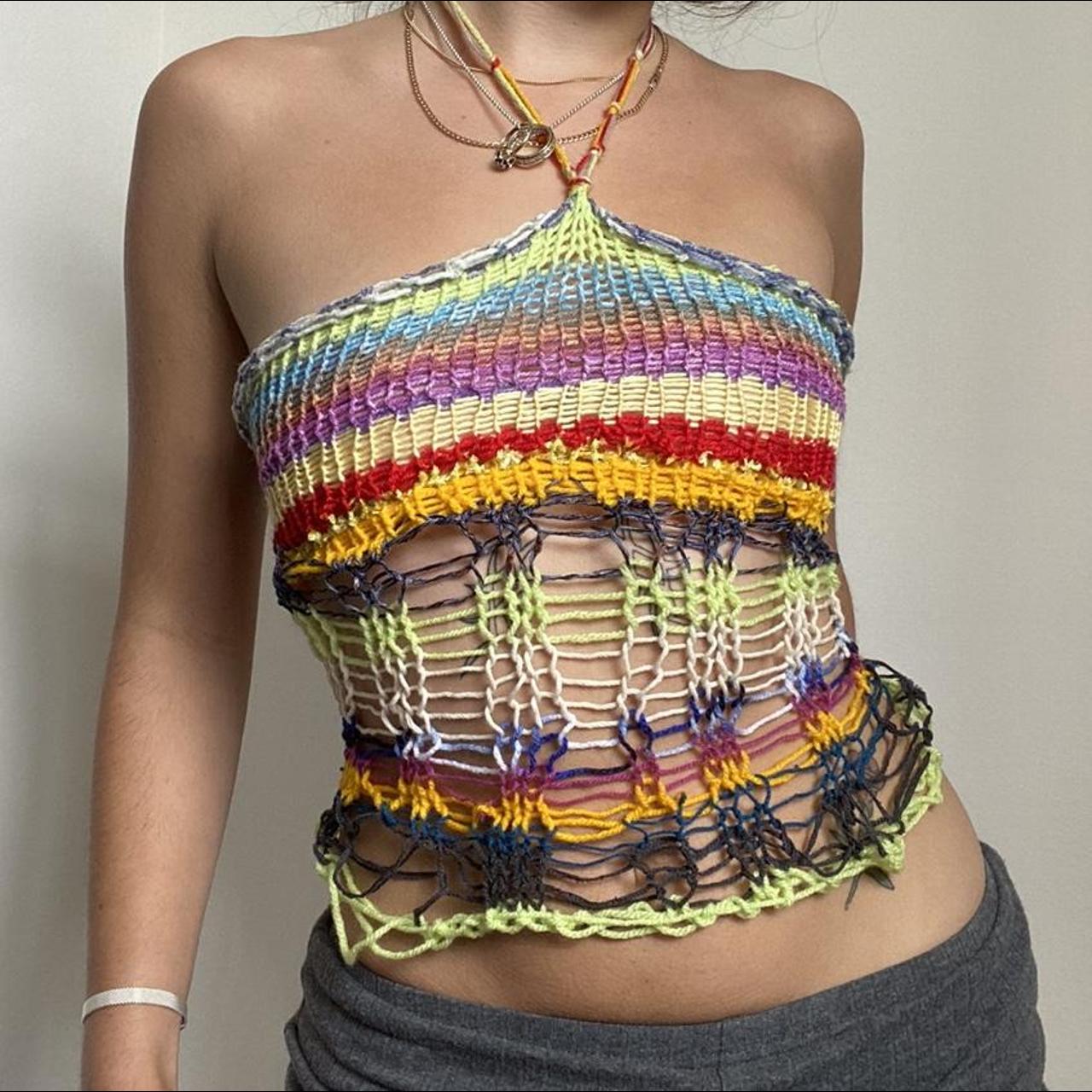 Product Image 1 - Multi coloured distressed halter neck