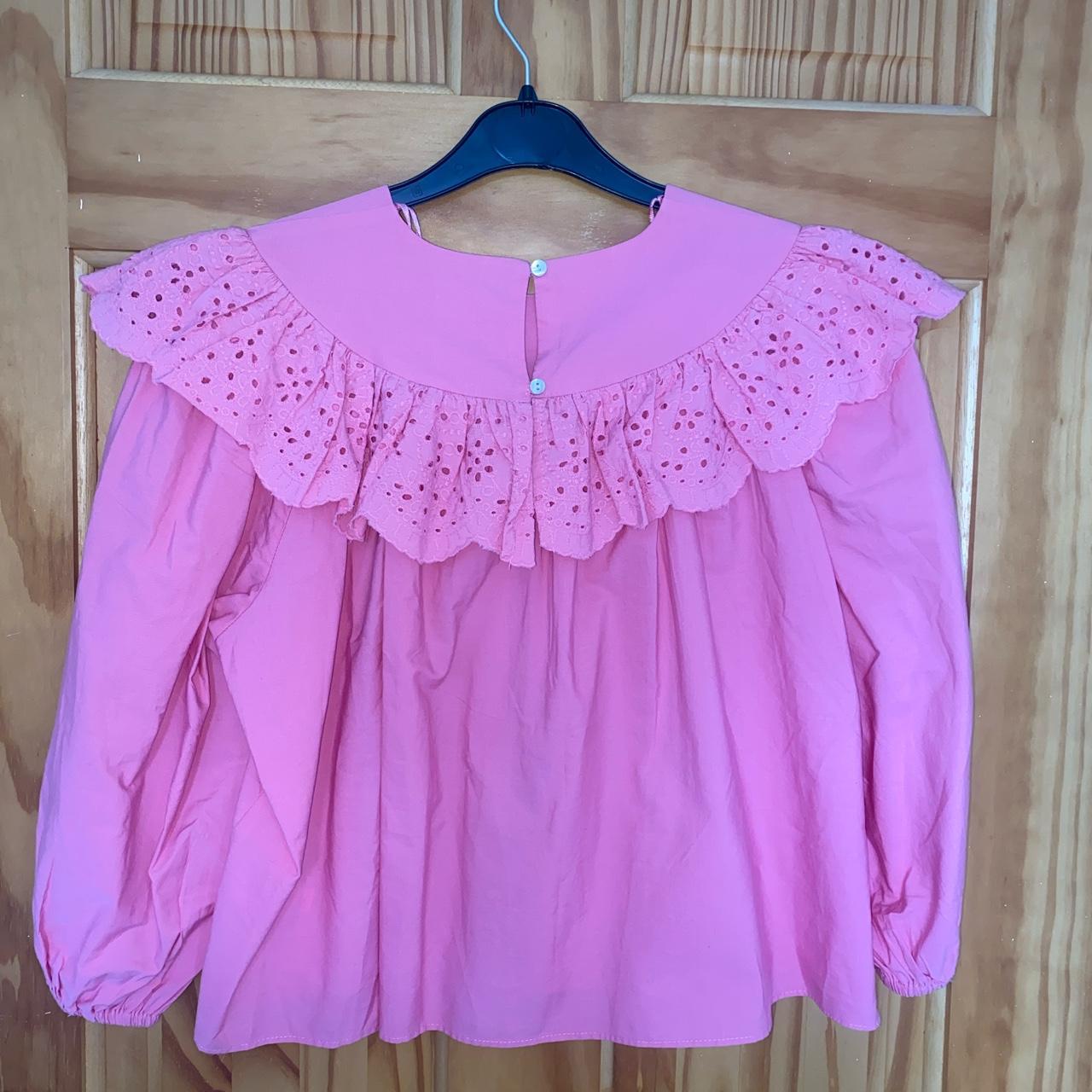 Zara pink ruffle top with embroidery. Never worn... Depop