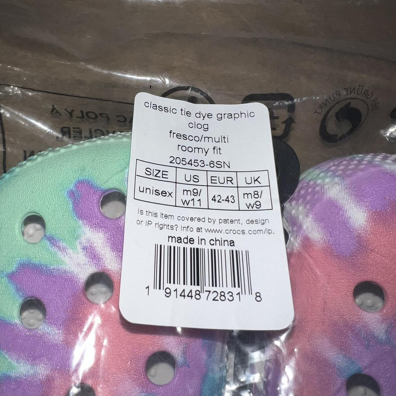 Brand new lime green crocs with white/grey tie dye - Depop