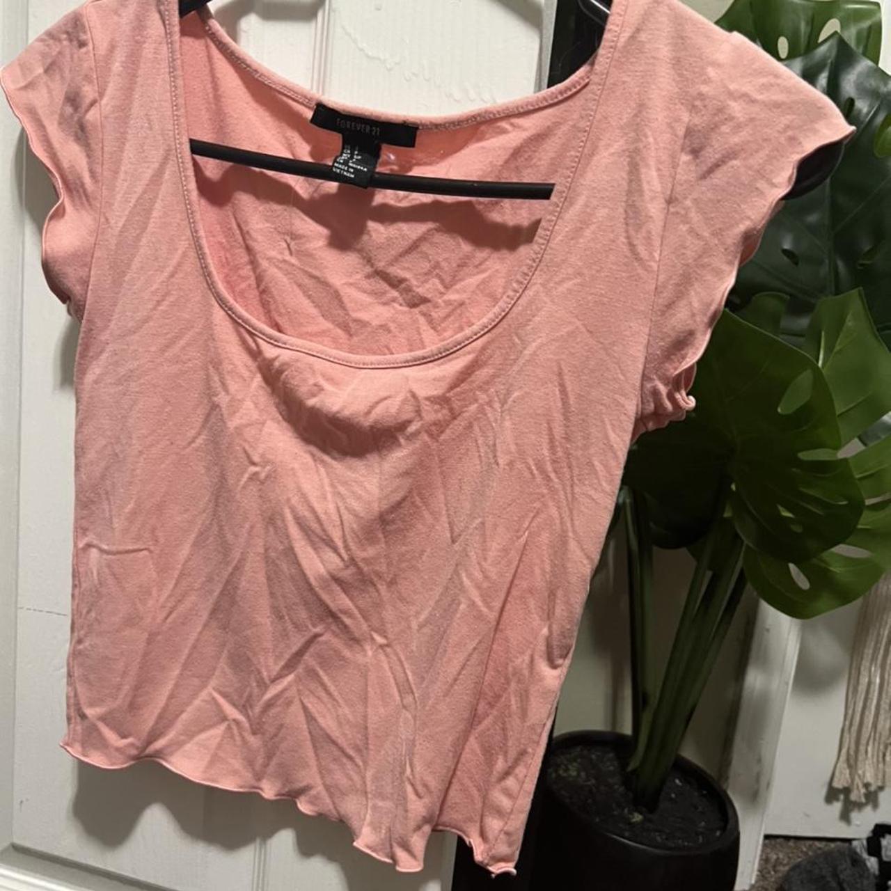 Forever 21 crop top blouse pink coral size small...