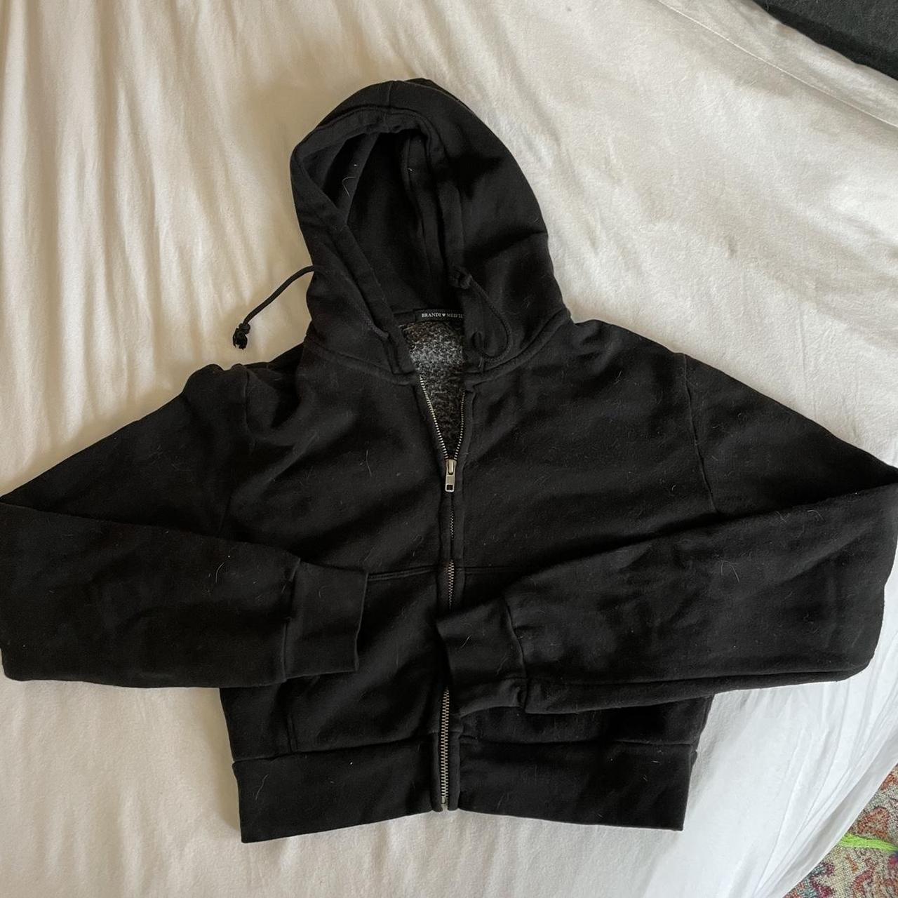 brandy melville black zip up moletom com capuz