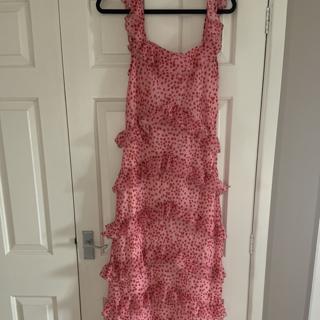 lavish pink ruffle dress
