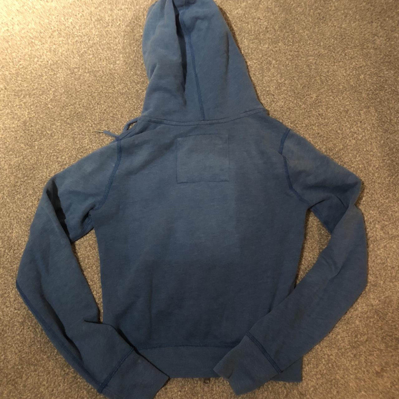 Light blue Abercrombie and Fitch zip up logo hooded... - Depop