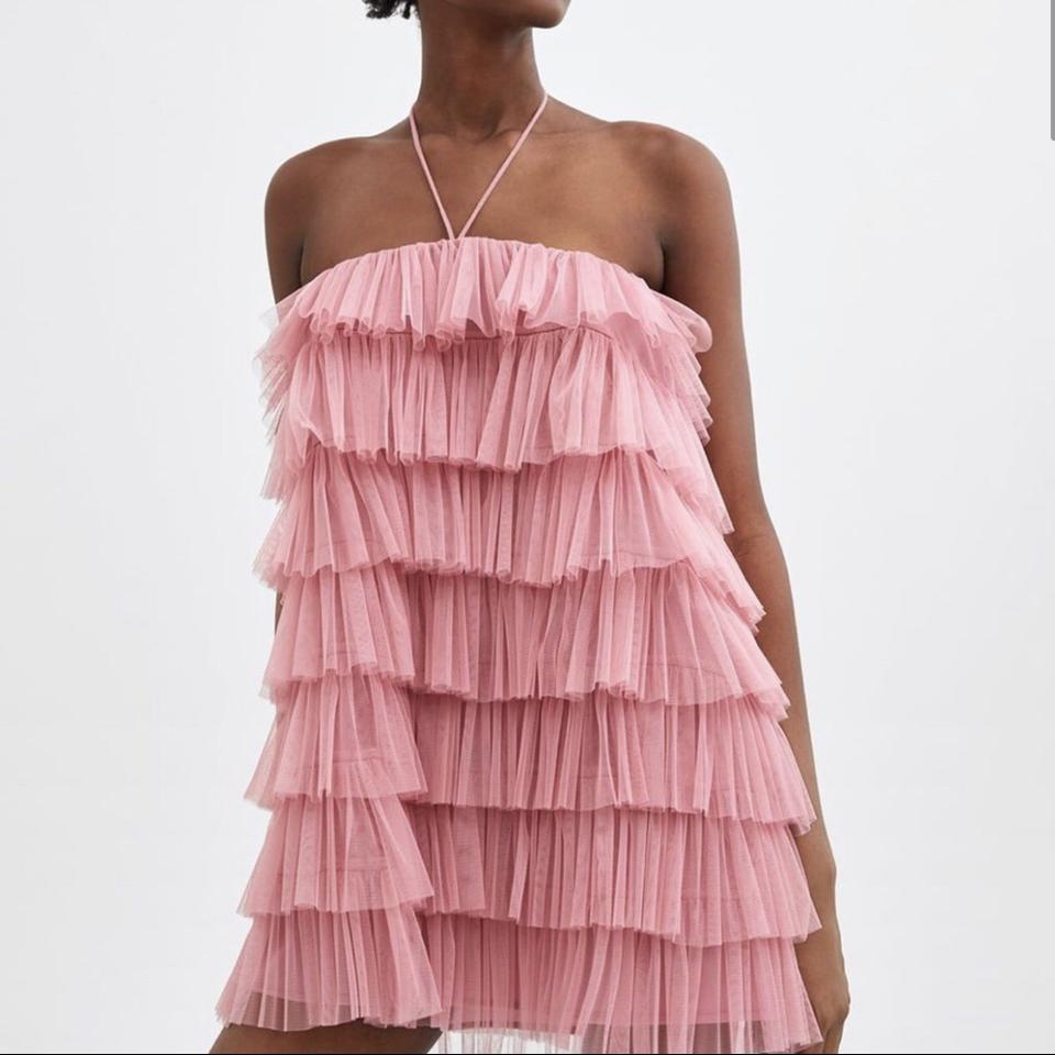 Ruffled tulle outlet dress zara