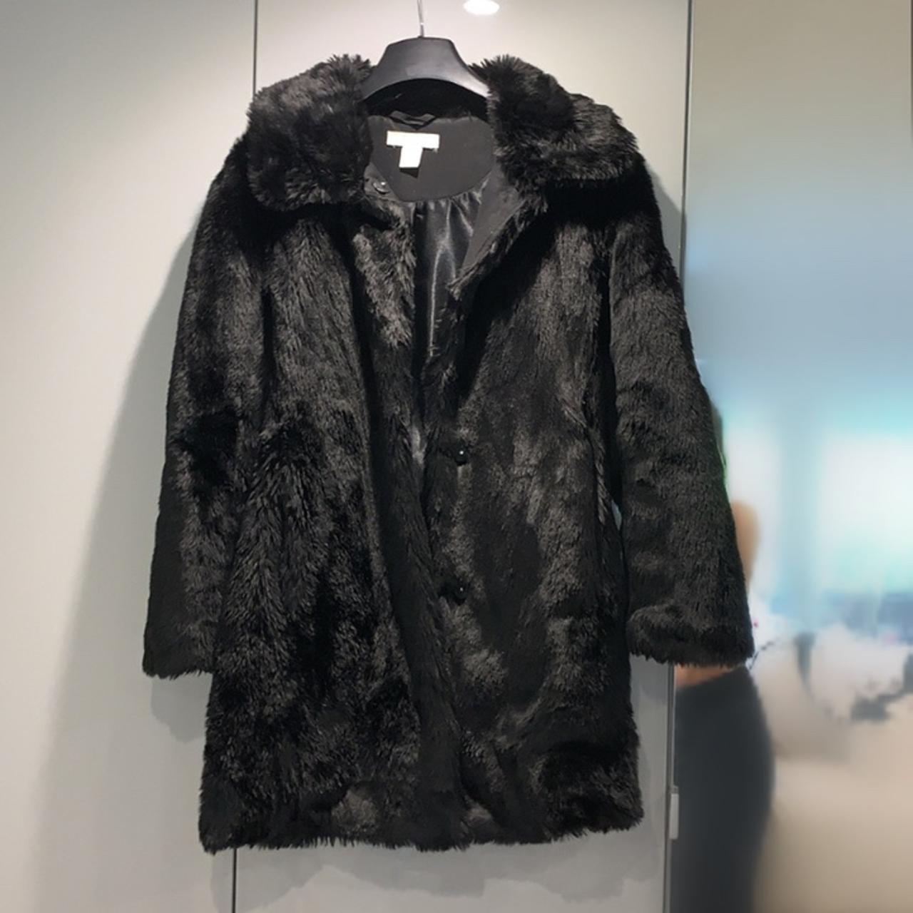 Black faux fur coat h&m best sale